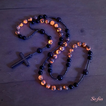 🖤✝️ Rosario Obsidiana Yooperlita — Protección Sagrada