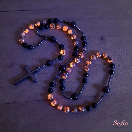 🖤✝️ Rosario Obsidiana Yooperlita — Protección Sagrada